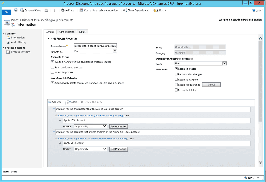 dynamics workflow editor