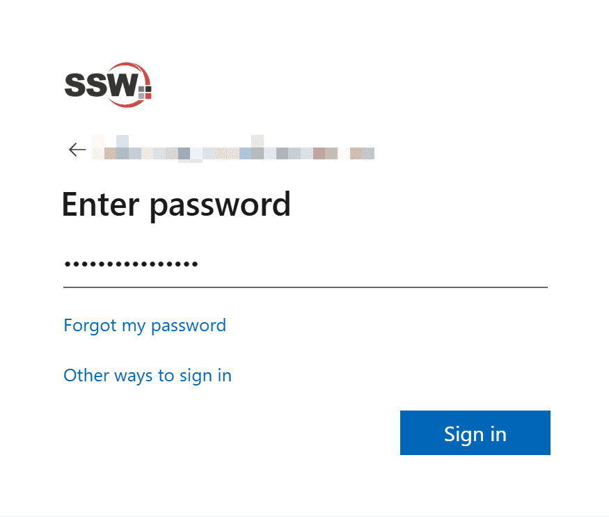 sign in with password