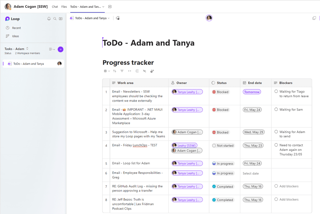 loop tasks in teams