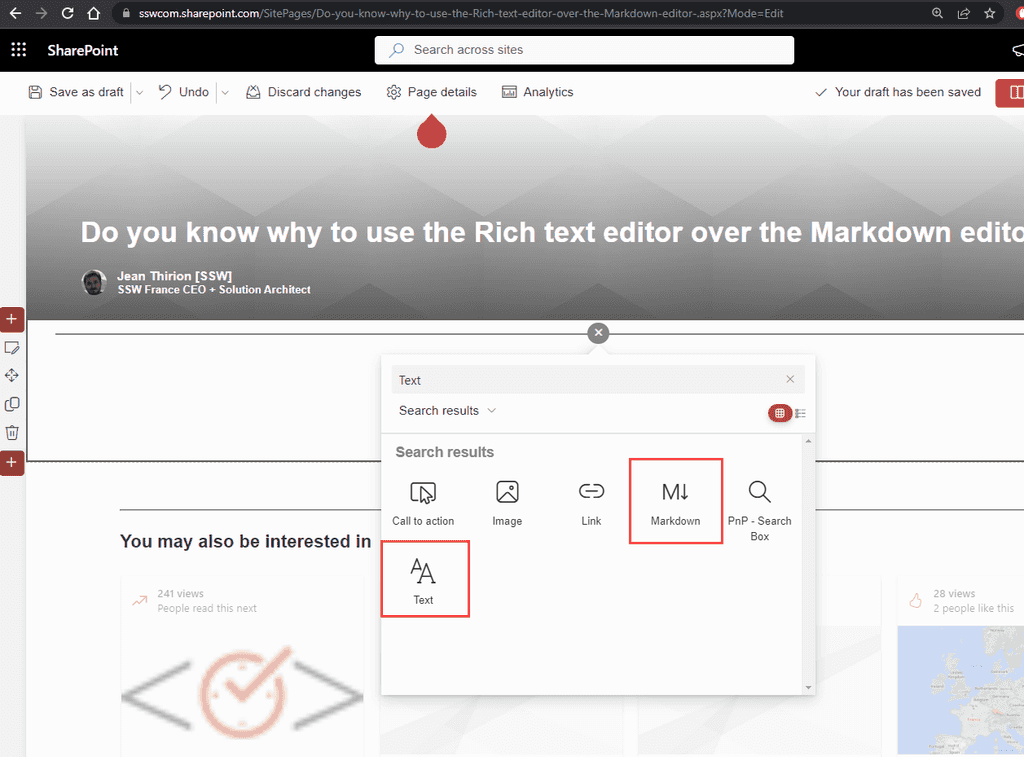 md vs text select