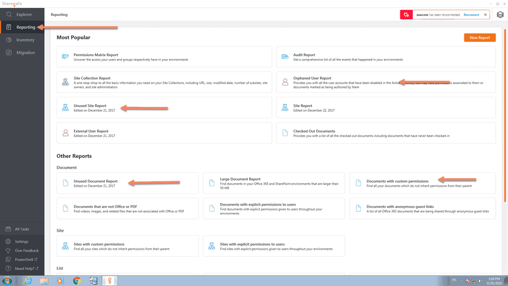 sharegate 4 main reports