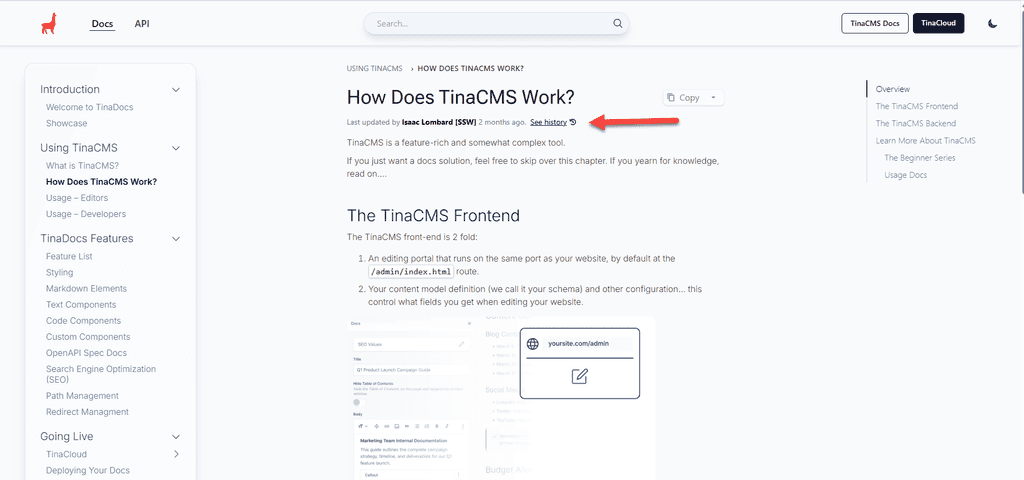 how tinacms works good example