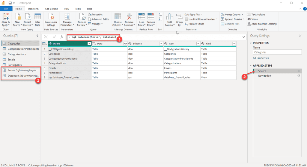 powerbi transform data parameters