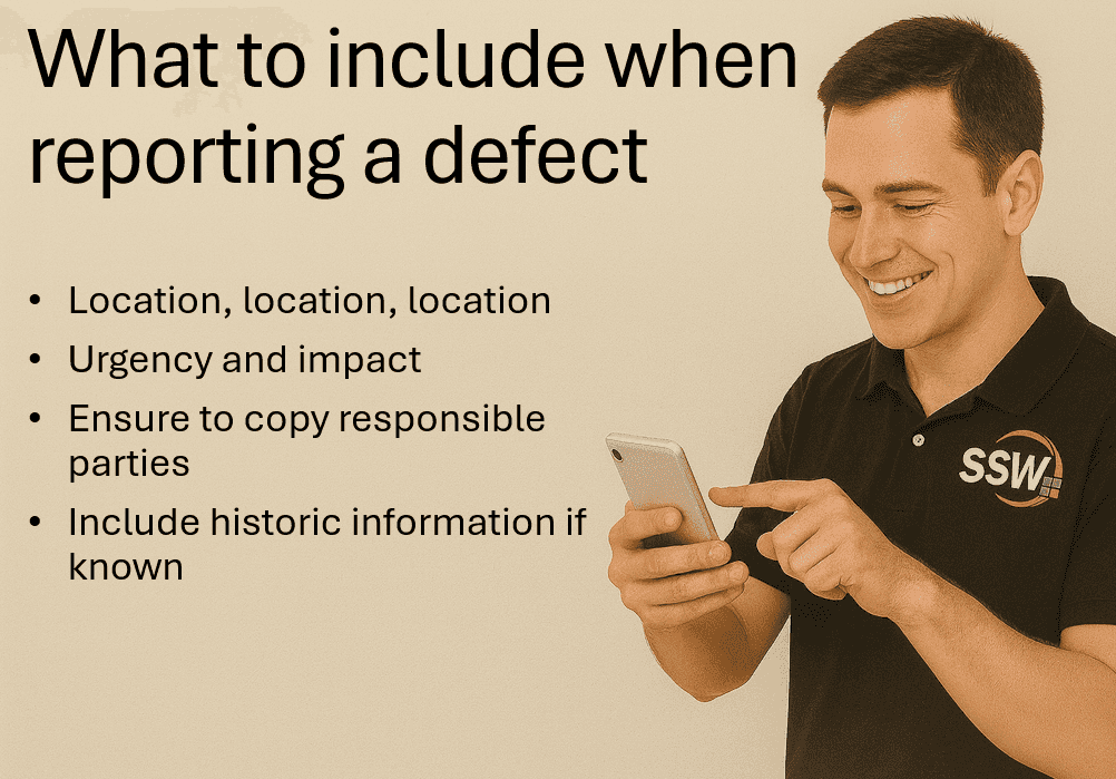 Figure: What information should you include when reporting a defect screenshot 2025 10 09 152522