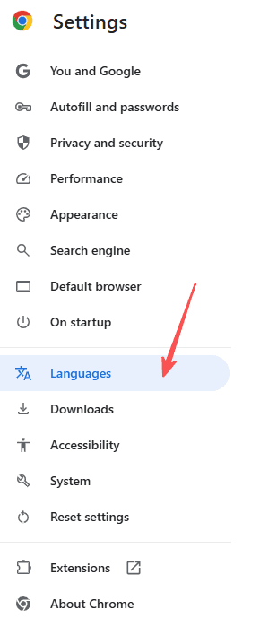 languages tab