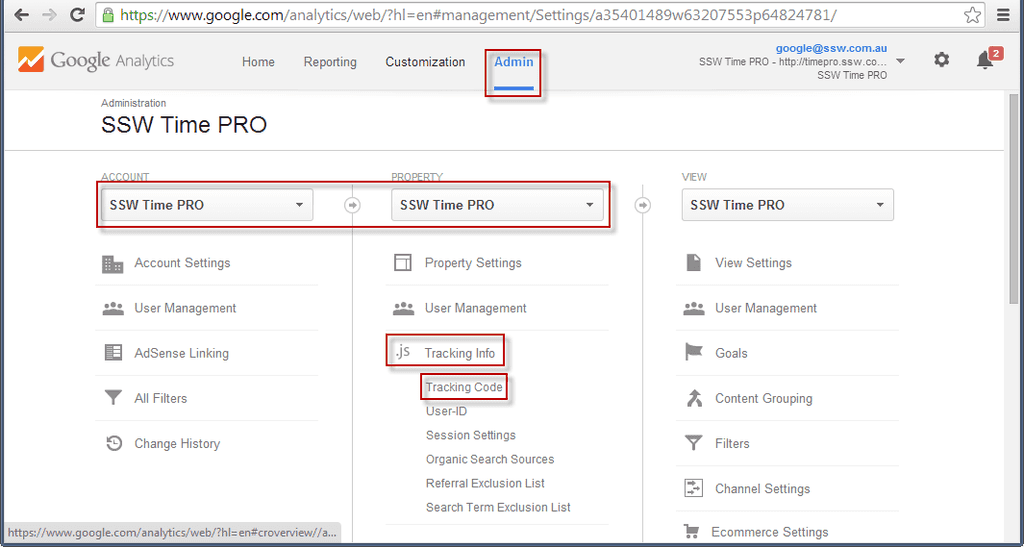 tracking code property