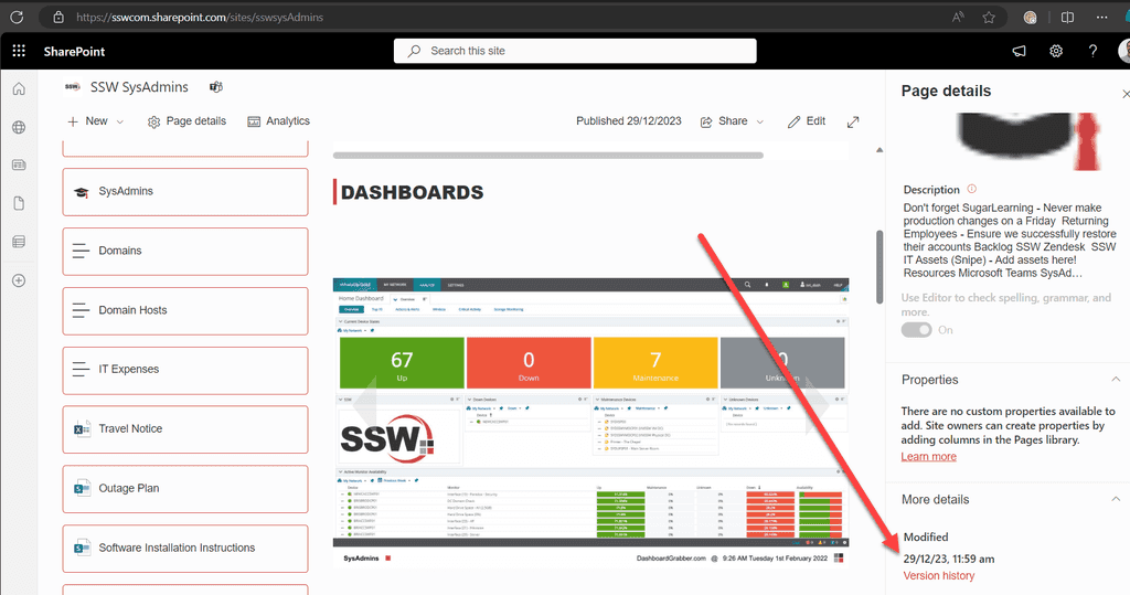 sharepoint version history