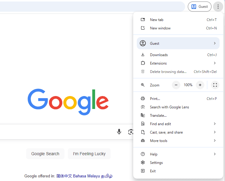 google chrome english
