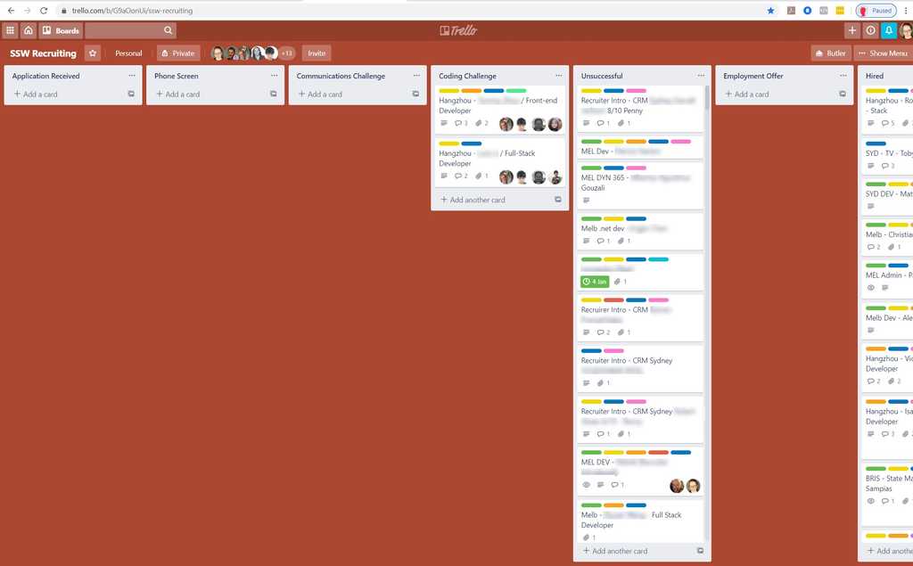 Screenshot of Trello